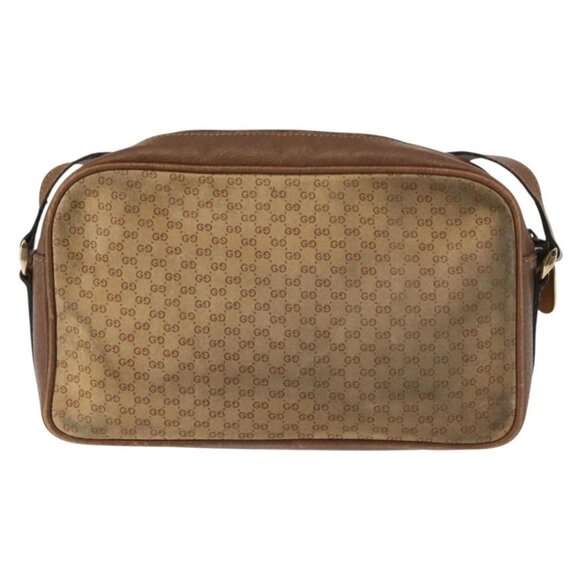 GUCCI Micro GG Canvas Shoulder Bag Suede Beige Gold Auth BA6442 - Picture 2 of 16